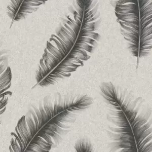 Image of Belgravia Decor Ciara Glitter Feather Gunmetal Textured Wallpaper