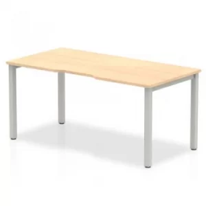 Image of Single Silver Frame Bench Desk 1600 Maple