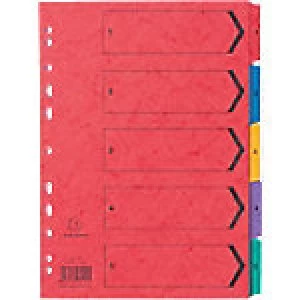 Image of Exacompta Indices 5 Part A4 Assorted 5 Part Perforated Card 1 to 5