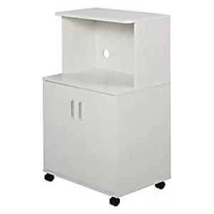 Image of Homcom Kitchen Storage Unit Microwave Cart Trolley with Cabinet White