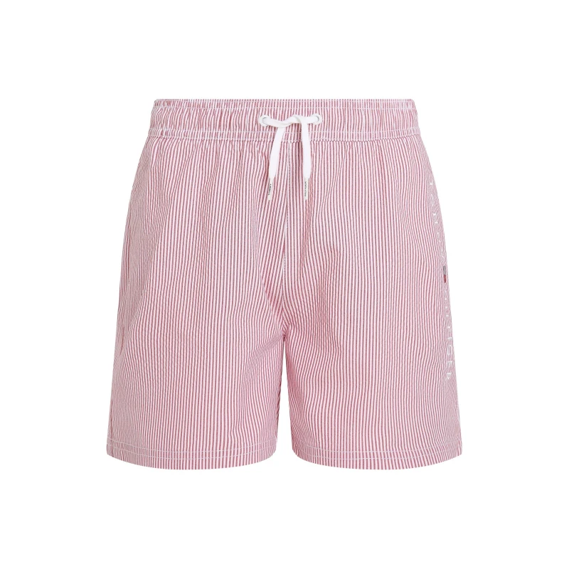 Image of Tommy Hilfiger Kids Medium Drawstring Swim Shorts Wht/Red 0K9 male 8-10Y