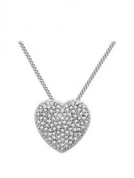 Image of Love Diamond 9Ct White Gold 10 Point Diamond Heart Pendant Necklace