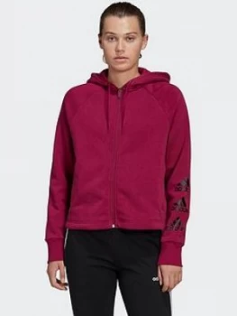Image of Adidas Stacked Full Zip Hoodie - Berry