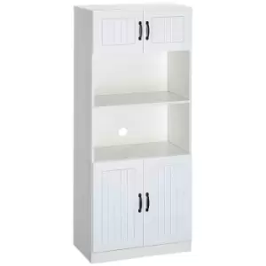 Image of HOMCOM Kitchen Storage Cabinet Cupborad With 5-tier Shelving 4 Doors - White