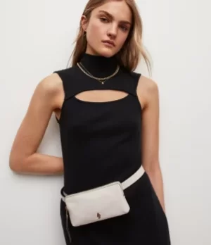 Image of Lila AllSaints Womens Leather Bag Belt, ROE White, Size: S/M