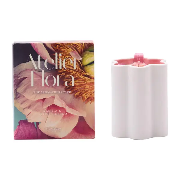 Image of The Aromatherapy Company Atelier Flora 200g Candle - Vanilla & Peach Blossom White