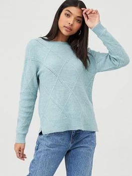 Image of Oasis Argyle Stitch Jumper - Pale Green, Size S, Women