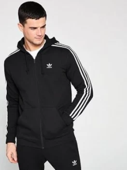 Image of adidas Originals 3 Stripe Full Zip Hoodie - Black, Size 2XL, Men