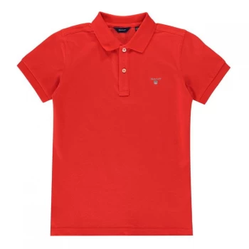 Image of Gant Pique Polo Shirt - Lava Red 667