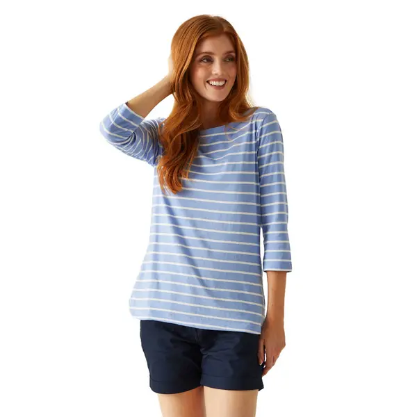 Image of Regatta Womens Bayletta Cotton Blend Lightweight T Shirt 14 - Bust 38' (97cm) Hydrangea Blue/White RWT294-L6W-14