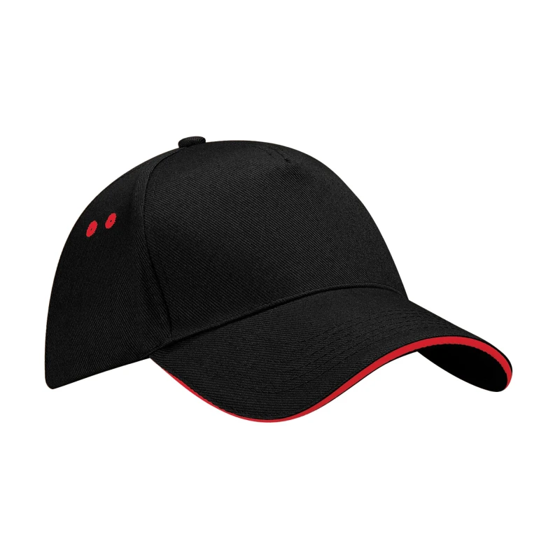 Image of Beechfield Beechfield Men Ultimate Sandwich Peak Cap in Black One Size Male 5063377408331