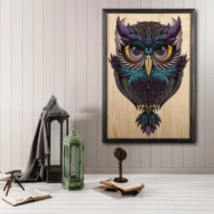 Image of Owl Color Dream Multicolor Decorative Framed Wooden Painting