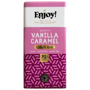 Image of Enjoy Raw Choc Vanilla Caramel Filled Chocolate Bar - 70g x 12