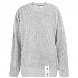 Image of Calvin Klein Velvet Sweatshirt - GREY HEATHER