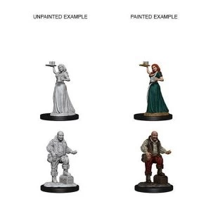 Image of Pathfinder Deep Cuts Unpainted Miniatures (W3) Merchants - Serving Girl and Merchant