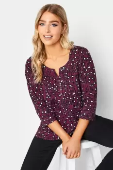 Image of Printed Henley Top