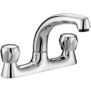 Image of Club Chrome Deck Kitchen Sink Mixer Tap with Metal Heads - VAC2-DSM-C-MT - Chrome - Bristan