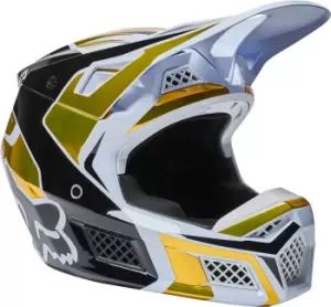 Image of FOX V3 RS Mirer Motocross Helmet, black-white, Size S, black-white, Size S