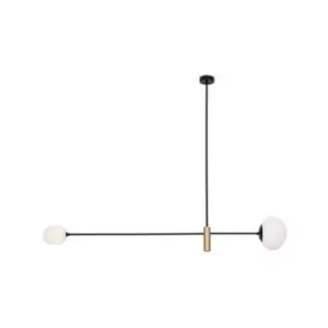Image of Larissa Lighting - Larissa Arkadon Ceiling Pendant Light 2x G9 Max 9W Black Matt - Brushed Brass