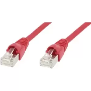 Image of Telegaertner L00000A0083 RJ45 Network cable, patch cable CAT 6A S/FTP 1m Red Flame-retardant, incl. detent, Flame-retardant, Halogen-free, UL-approved