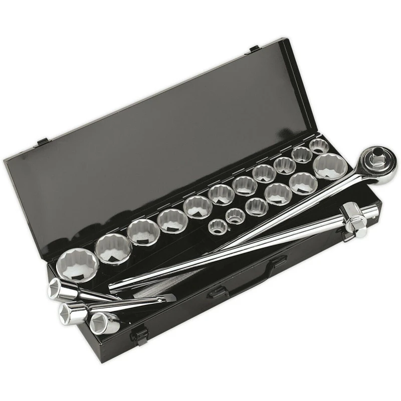 Image of Loops 22 PACK Socket Set - 3/4" Square Drive - 12 Point Socket Kit - Chrome Vanadium Multi