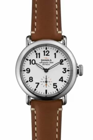 Image of Unisex Shinola Runwell 36mm Brown Leather Strap Watch S0110000252