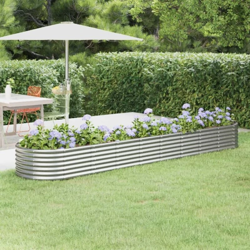 Image of vidaXL Garden Raised Bed Powder-coated Steel 368x80x36cm Silver 318932