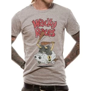 Image of Wacky Races - Boulder Car Mens Small Short Sleeve T-Shirt - Grey