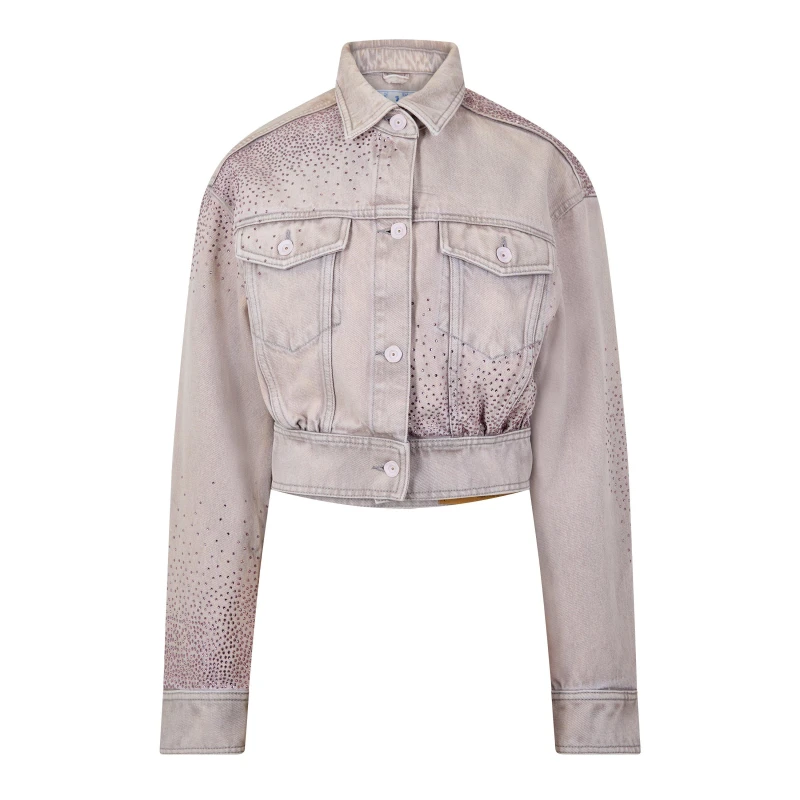 Image of Off White Womens Baby Baggy Oversized Denim Jacket Lilac female 8 (XS)