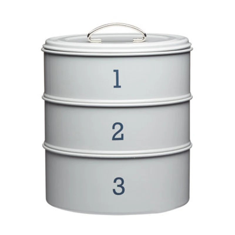 Image of KitchenCraft Living Nostalgia Traditonal Style 3 Tier Airtight Cake Tin Set -French Grey