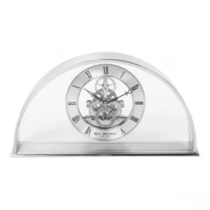 Image of WILLIAM WIDDOP Silver Arch Clock with Skeleton Movement