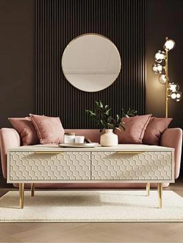 Image of GFW GFW Azariah 2 Drawer Ivory Coffee Table Ivory