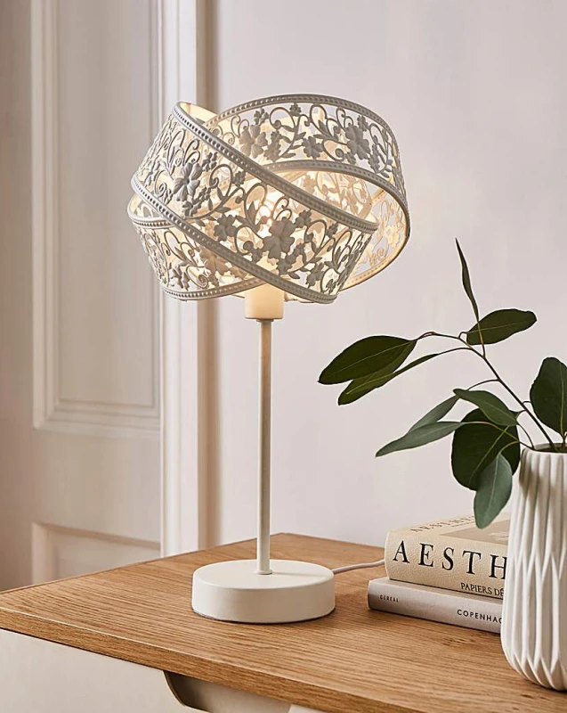 Image of Searchlight Matte White Fretwork Table Lamp White - Searchlight White DI84901