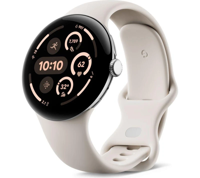 Image of Google Pixel Watch 3 4G LTE - Silver, Porcelain Band, 45 mm, White,Silver/Grey 840353907812
