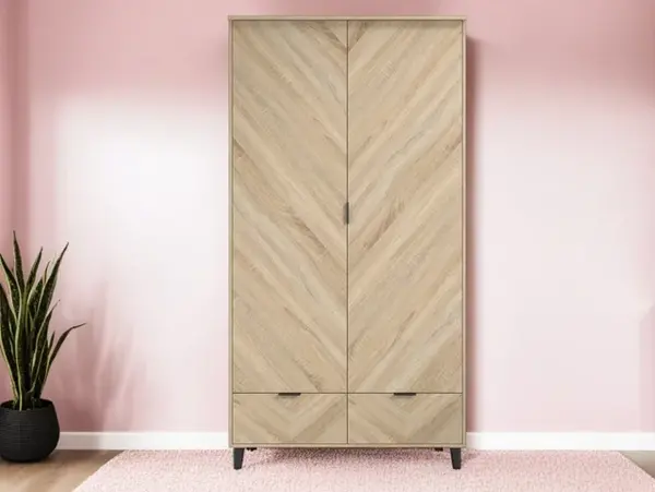 Image of LPD Stockholm Chevron Light Oak 2 Door 2 Drawer Double Wardrobe