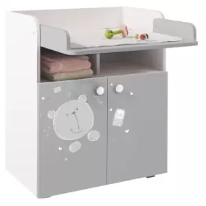 Image of Kidsaw - Kudl Kids Changing Board Cupboard with Storage 1270, Teddy Print, White-Grey