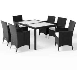 Image of 6 Seat Poly Rattan Garden Dining Set Mailand Black