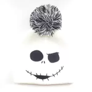 Image of Nightmare Before Christmas Jumbo Face Jack Skellington Beanie (One Size) (White)