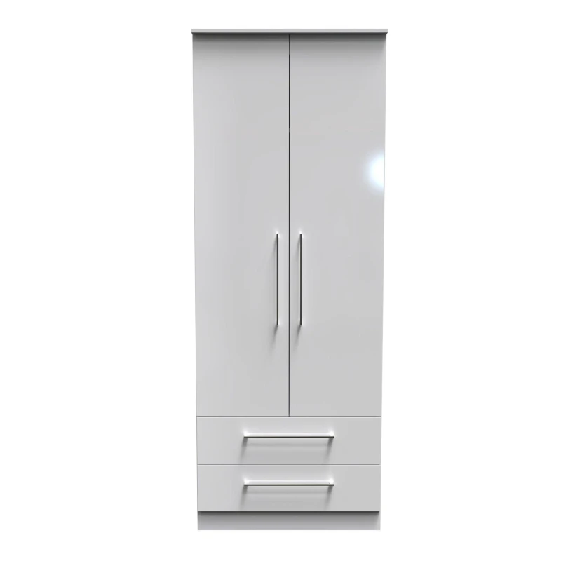 Image of Chester 2 Door 2 Drawer Wardrobe In White (Ready Assembled)
