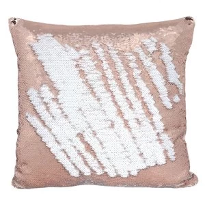 Image of Pink and White Reversible Sequin Cushion
