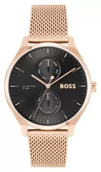 Image of BOSS 1514104 Tyler (43mm) Black Dial / Rose Gold IP Watch