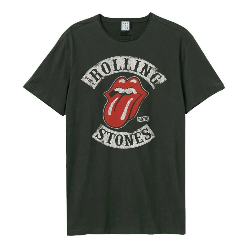 Image of Amplified Amplified Men 1978 Tour The Rolling Stones T-Shirt in Charcoal Size: Small Charcoal S Male 5063470006656