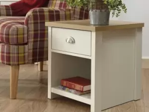 Image of GFW Lancaster Cream and Oak 1 Drawer Lamp Table Flat Packed