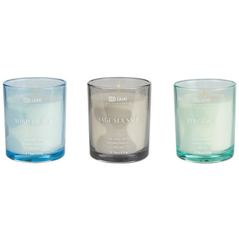 Image of Beliani Set Of 3 Scented Candles Sheer Joy Soy Wax Fresh Notes