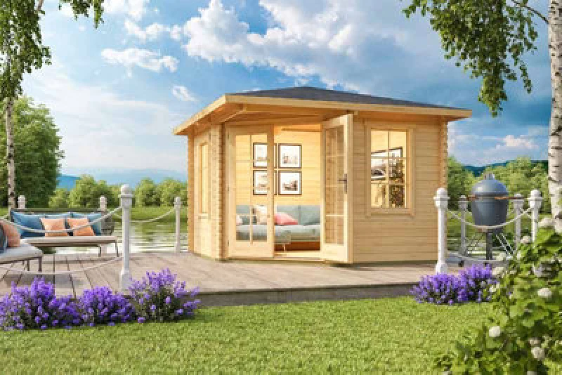 Image of Lasita Maja Aruba 1-Log Cabin, Wooden Garden Room, Timber Summerhouse, Home Office - L357.4 X W357.4 X H265.6 Cm