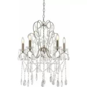 Image of Loops - Aged Silver Ceiling Chandelier - 5 Bulb Light Decorative Ceiling Pendant Fitting