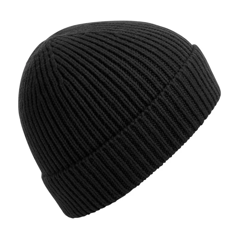 Image of Beechfield Beechfield Men Engineered Knit Ribbed Beanie in Black One Size Male 5059444183775