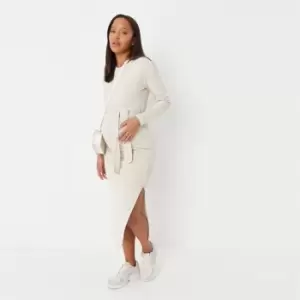 Image of Missguided Maternity Rib Side Split Midi Dress - Cream