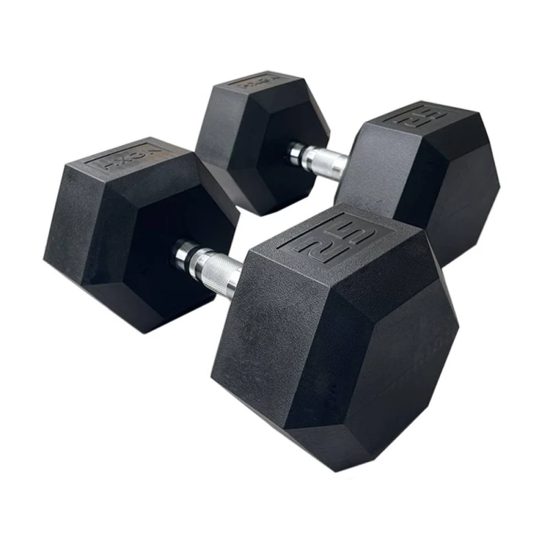 Image of HXGN 2 x 25kg Pro Hex Dumbbells (Pair) in Black Unisex 25kg