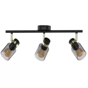 Image of Asti Ceiling Spotlight Bar, Matt Black, Gold, 3x E14